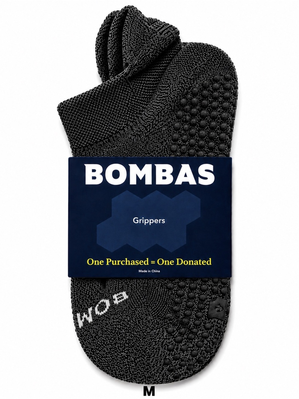 Bombas Gripper Ankle Socks Charcoal Gray M Pilates